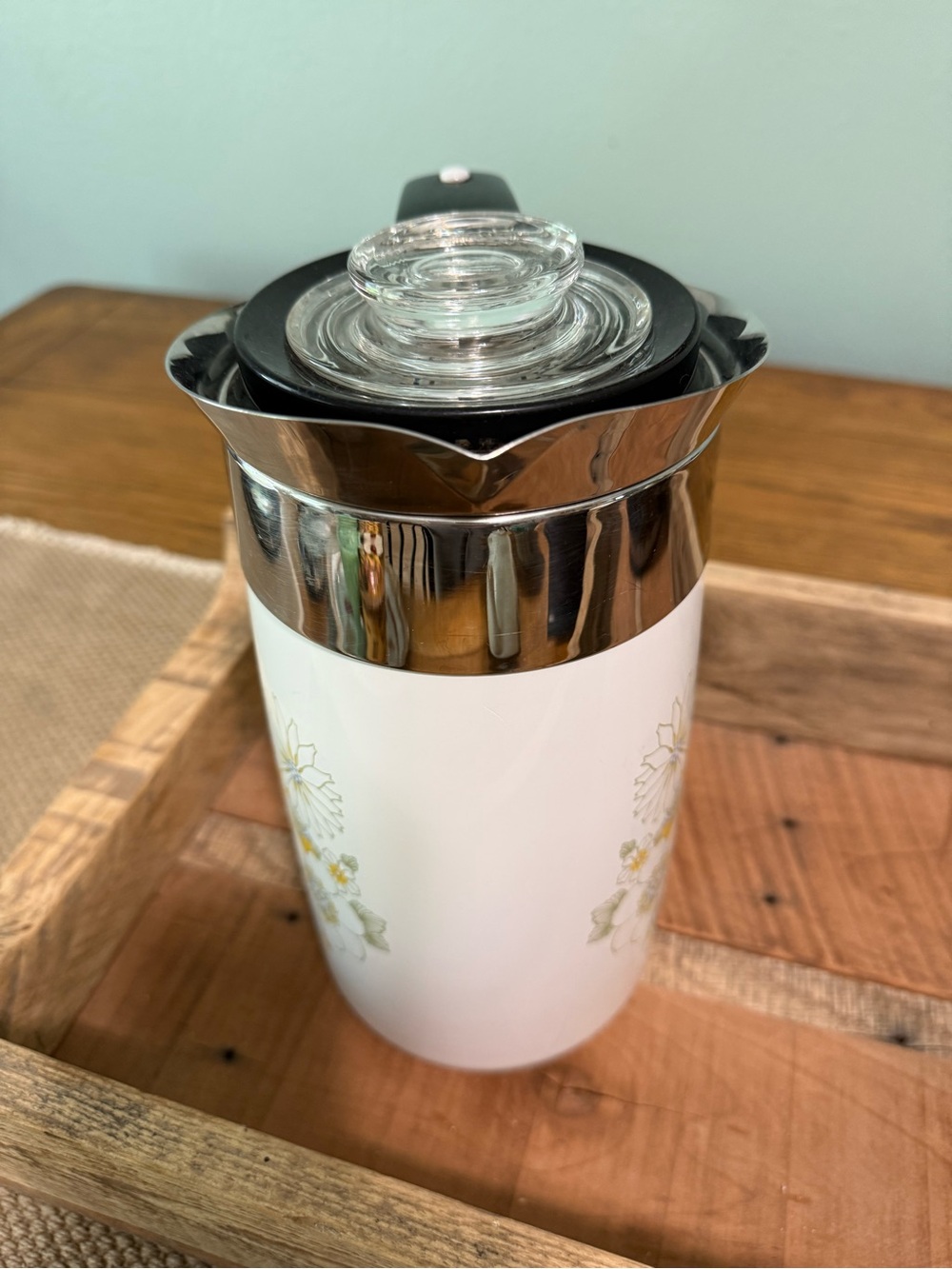Vintage Corning Ware Electric 10 cup Percolator. ‘Floral Bouquet’ Early 1970’s. - Picture 5 of 13
